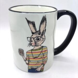 Signature Hipster Animal Mug Nerdy Rabbit with Coffee‎ 17.5 oz